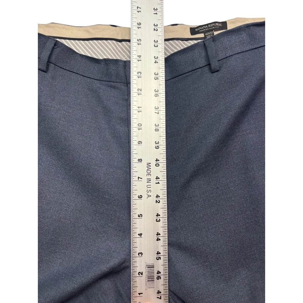 Banana Republic 42x32 Charcoal Dress Suit Pants Flat Front Wool Modern Slim Fit